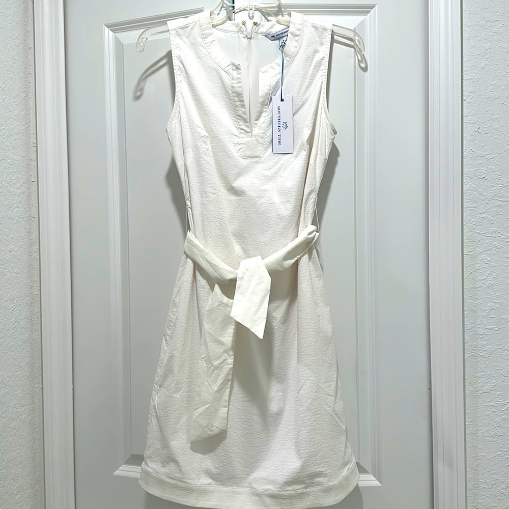 Southern Tide White Nylon Dress with Belt size 0